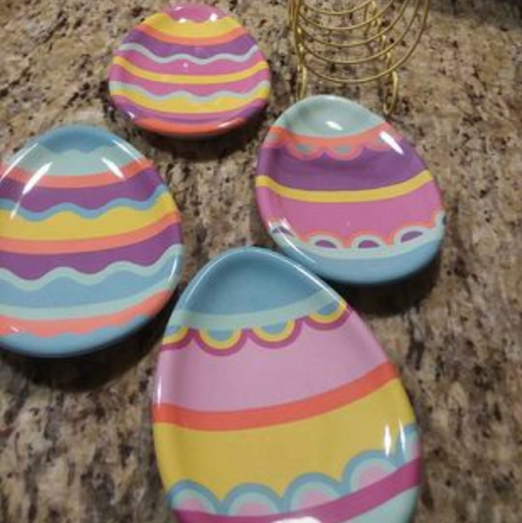 New Set of 4 Easter Egg Platter Trays with Stand - Picture 1 of 3